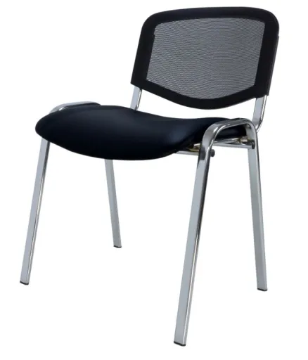 Silla de Oficina Para Visitas 4 Patas Negra Malla Piel