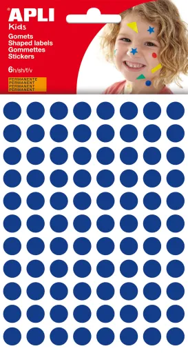 Etiquetas Adhesivas Pegatinas Redondas Ø10,5mm, Color Azul. Adhesivo Permanente. Paquete Con 588 Unidades