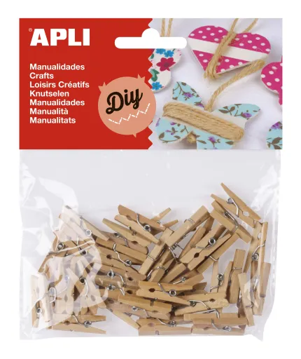 Kit Manualidades – Mini Pinzas de Madera – 45 Un. – Apli