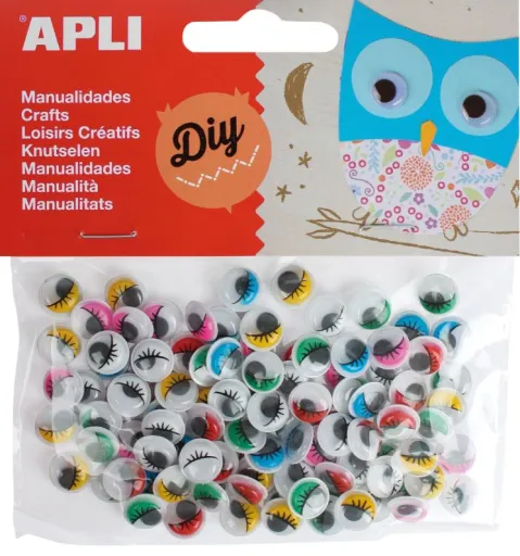 Kit Manualidades Ojos Móviles de Colores Con Pestañas 100ud. – Apli