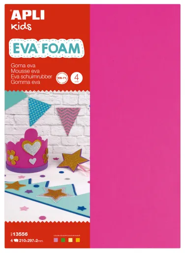 Hojas de Goma Eva Fluorescentes 200x300x2mm 4ud. Colores Surtidos – Apli
