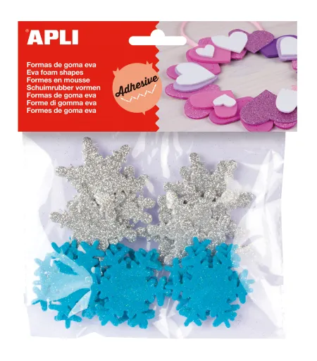 Kit Manualidades Copos de Nieve Brillantes en Goma Eva Adhesiva 22ud. – Apli