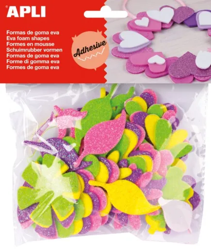 Kit Manualidades Flores Brillantes en Goma Eva 48ud. – Apli