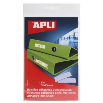 Bolsa Porta Etiquetas Autoadhesivas 46x75mm Transparente – Pack de 6 Hojas