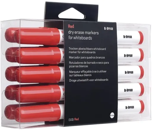 Rotuladores Para Pizarra Blanca Blíster 10 Unidades Rojo - Bi-Office