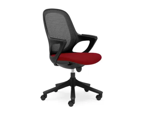 Silla de Oficina Operativa Roja Respaldo de Malla Elipse