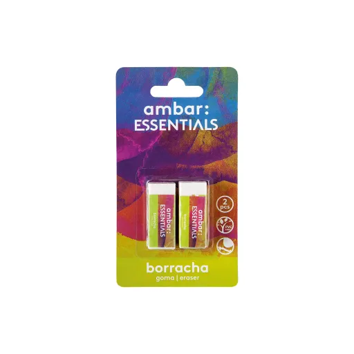 Goma de Borrar Blanca 4x1,6x1 cm Ambar – Pack de 2 Unidades - Ambar