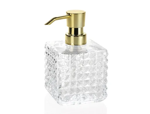 Dosificador de Vidrio Efecto Diamante Dorado 300 ml