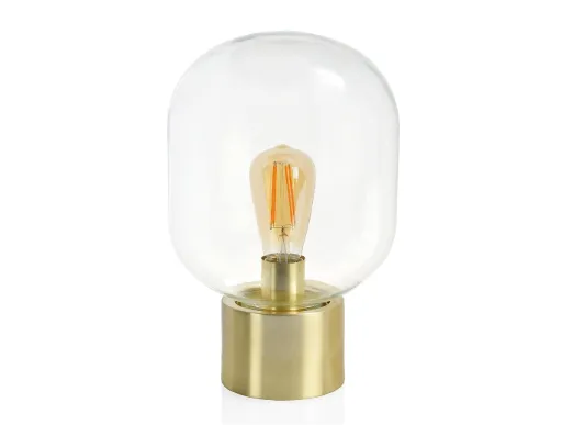 Lámpara de Mesa Globo en Vidrio y Metal Dorado – Andrea House