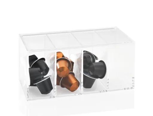 Caja Acrílica Para Cápsulas de Café Con 4 Compartimentos – Andrea House
