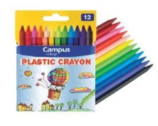Lápices de Cera Plastic Crayon 12 Colores - Campus