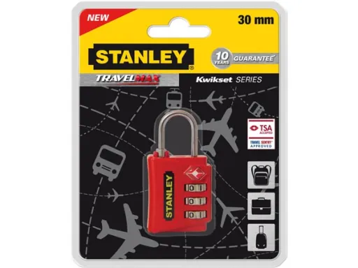 Candado De Zinc De 3 Dígitos 30mm Rojo Con Seguridad Stanley (Aloquete)