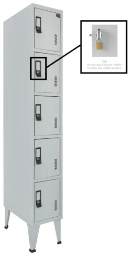Taquillas Metálicas Simples Con 5 Puertas – 1900x300x500 mm Con Cerradura Metálica Para Candado