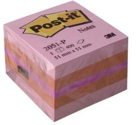 Notas Adesivas Post-it 51x51mm Rosa – Bloco Económico 400 Folhas