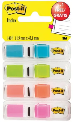 Marcadores Index Post-it 4un Colores Brillantes – Organización Cromática