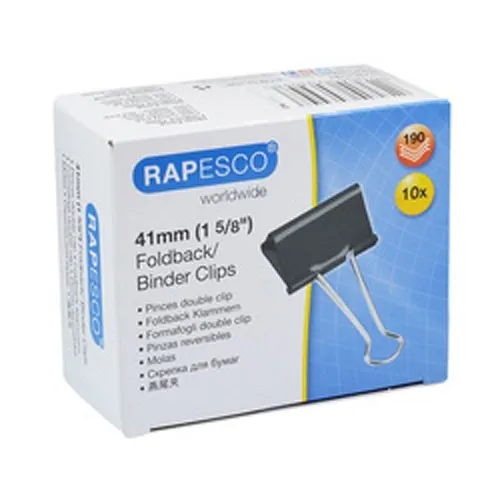 Pinzas Para Papeles 41 mm – 12 Unidades Negras - Rapesco 