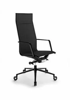 Silla Ejecutiva Aluminia-Alta, Piel Natural Con Estructura Negra