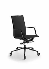  Silla Ejecutiva Aluminia-Media, Piel Natural Con Estructura Negra