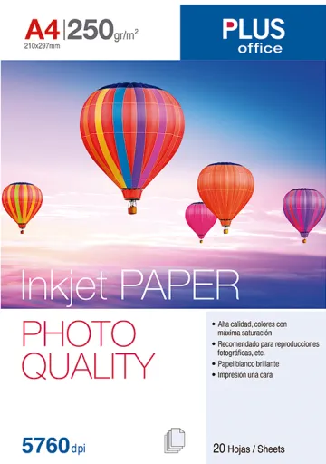 Papel Fotográfico Plus A4 5760 Dpi 250 g – 20 Hojas