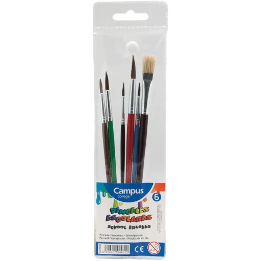 Pinceles Campus Pack 6 Unid Ideales Para Acuarela