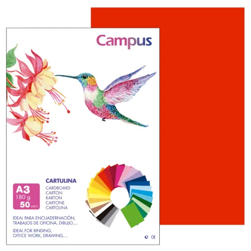 Cartulina Campus A3 180g Rojo – Campus