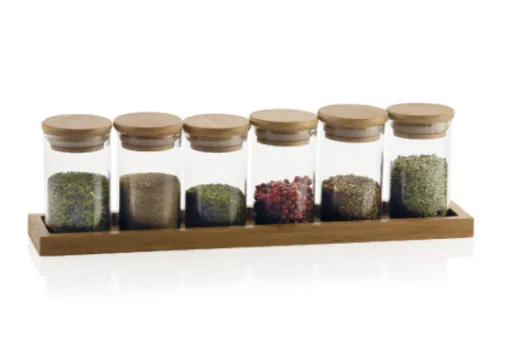 Organizador de Especias Con Bandeja de Bambú 6 Piezas 33,5x7x9,5 cm - Andrea House