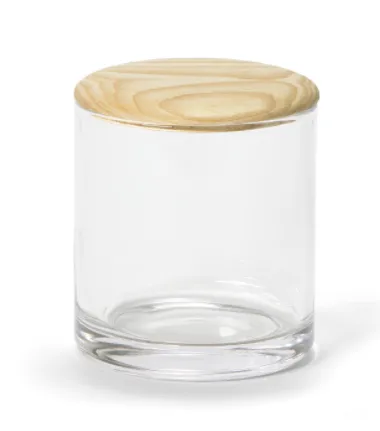 Tarro Para Algodón de Cristal Con Tapa de Madera – Andrea House