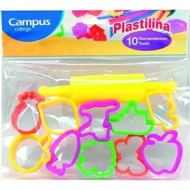 Set de 10 Moldes + Rodillo Para Plastilina – Campus