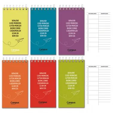Cuaderno de Vocabulario Idiomas 73x130 mm – 6 Colores Surtidos – Campus