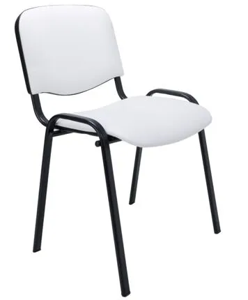 Silla de Oficina Para Visitante Riva 4 Patas Piel Sintética Blanca – Apilable