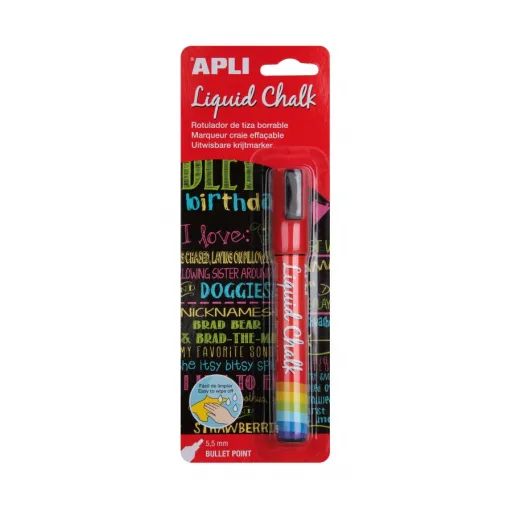 Rotulador de Tiza Líquida Punta Redonda 5,5 mm Rojo - Apli