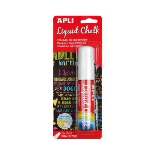 Rotulador de Tiza Líquida Punta Paralela 10 x 15 mm Blanco – Apli