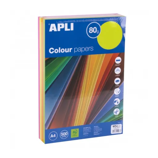 Papel Fluorescente de Colores Surtidos A4 500 Hojas