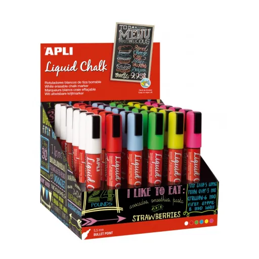 Expositor de Rotuladores de Tiza Líquida 5,5 mm Colores Surtidos (36 Ud.) – APLI