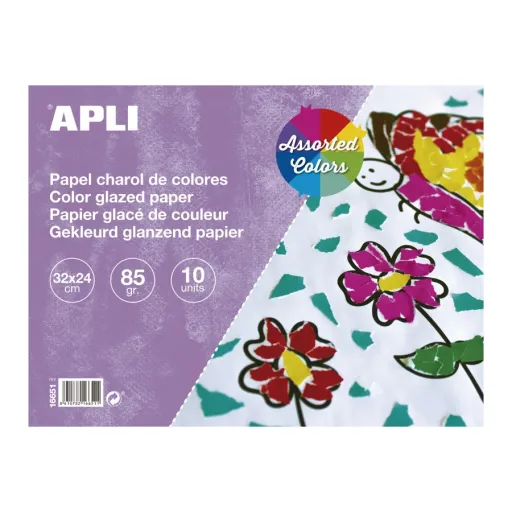Bloc de Papel Charol Surtido 32x24cm – 10 Hojas – APLI