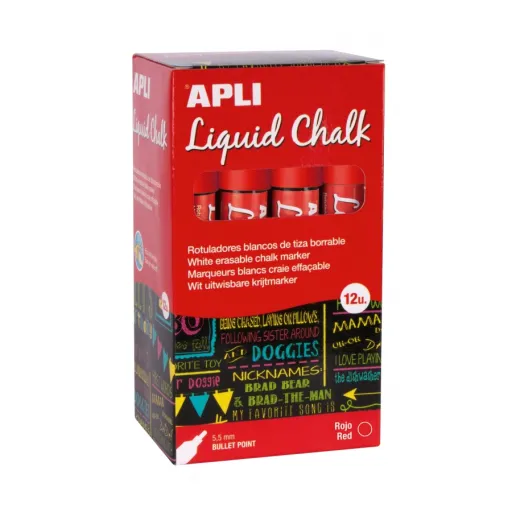 Rotulador de Tiza Líquida Punta Redonda 5,5 mm Rojo (Caja 12 Ud.) – Apli