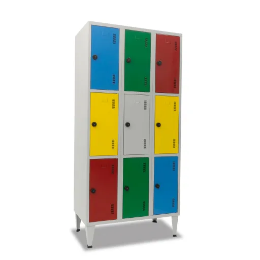 Taquillas Metálicas de Color Triples Con 9 Puertas – 1900x900x500 mm Con Cerradura de Aleoquete