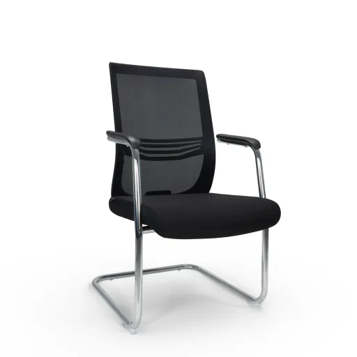 Silla Visitante Rinat Negra Riva Estructura Cromada Uso Intensivo
