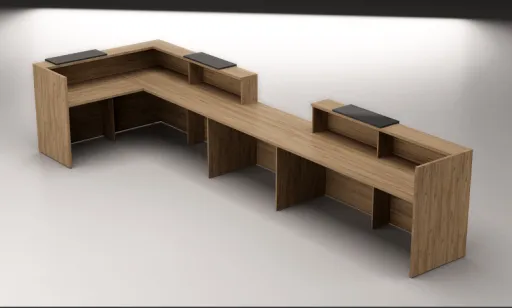 Mostrador Singapura 5200x1800mm Con Mesa 1000mm de Apoyo Riva