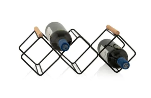 El Botellero Apilable Para 5 Botellas de Metal Negro y Madera
