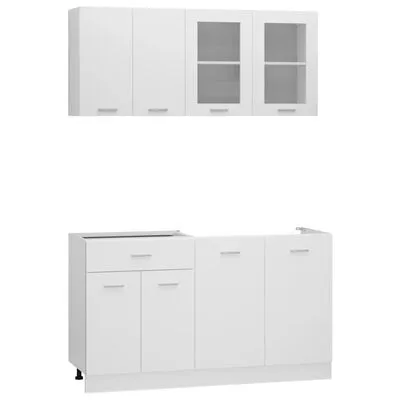 Juego de Gabinetes de Cocina de Madera Contrachapada Blanca