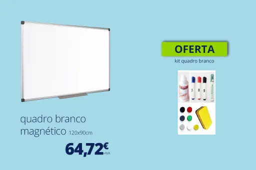 Pack Pizarra Blanca 90x120cm + Kit de Escritura y Mantenimiento - Riva
