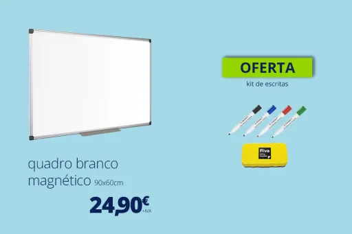 Pack Pizarra Blanca 60x90cm + Kit de Escritura - Riva