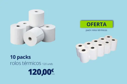 10 Packs de 10 Rollos Térmicos 80x60x11 + 1 Pack de Regalo de Rollos Térmicos 57x35x11