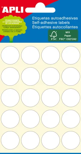 Etiquetas Pegatinas Adhesivas Ø 25 mm Con Esquinas Redondeadas Apli – Blanco