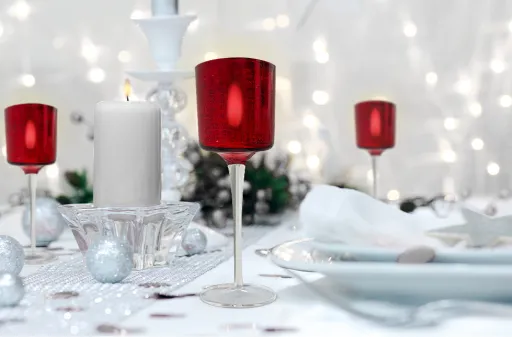 Candelabro de Navidad de Vidrio Rojo