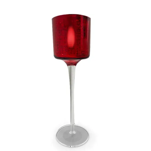 Candelero de Navidad en Vidrio Rojo Ø7x25 cm – Elegancia Festiva Para el Hogar
