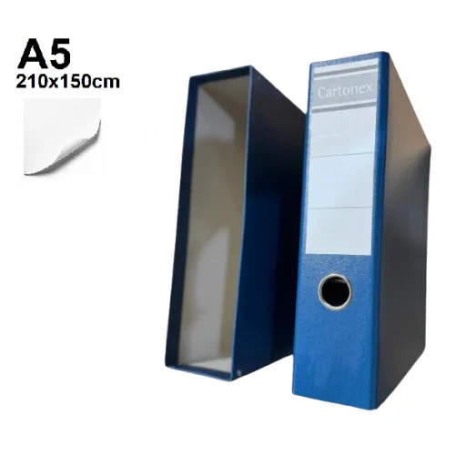 Archivador L/L 220x260x80 Con Caja Azul Fibra A5 – Pack 5 Unidades