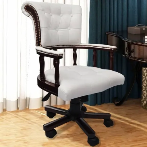 Silla de Oficina Giratoria Blanca