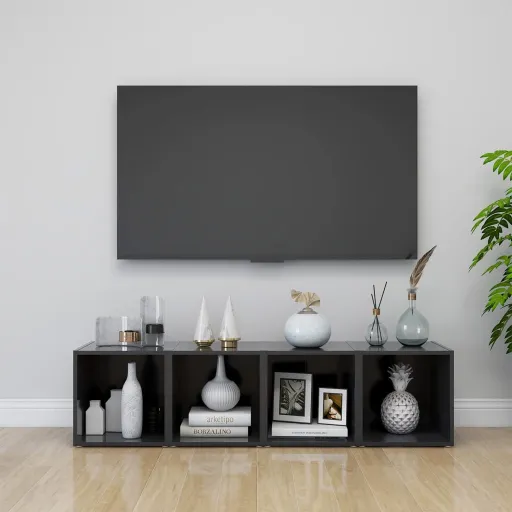 Muebles Para TV 4 Uds Madera Contrachapada Gris 37x35x37 cm